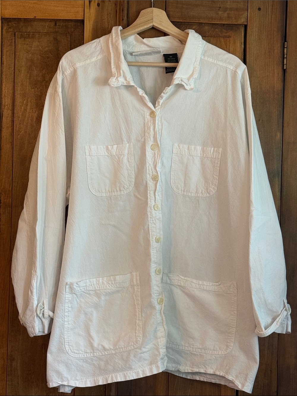 Vintage Women's 3x White Button-Down Shirt Jacket 100% Cotton Casual Artist
